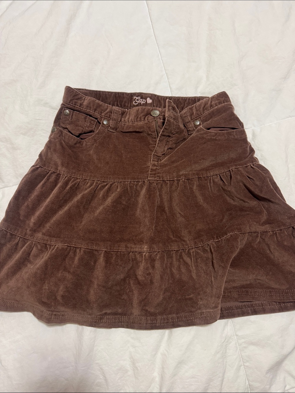 GAP Chocolate Brown Corduroy Tiered A-Line Skirt